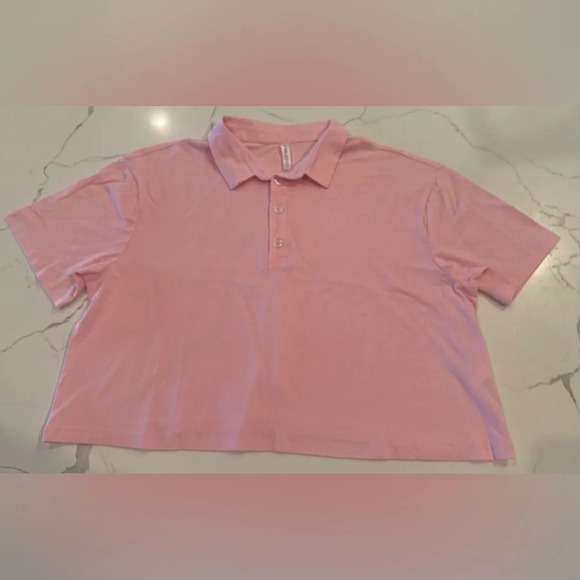 FABLETICS Boxy Short-Sleeve Polo Orchid Pink Large NWOT - Picture 6 of 15